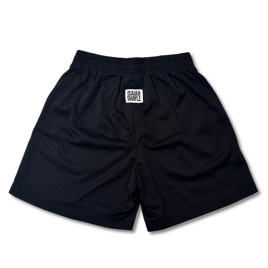 KJ x ISAIAH SHAYLE PRO MESH SHORT - BLACK (RED/BLUE)