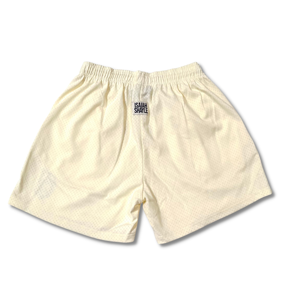 KJ x ISAIAH SHAYLE PRO MESH SHORT - CREAM (BLUE/RED)